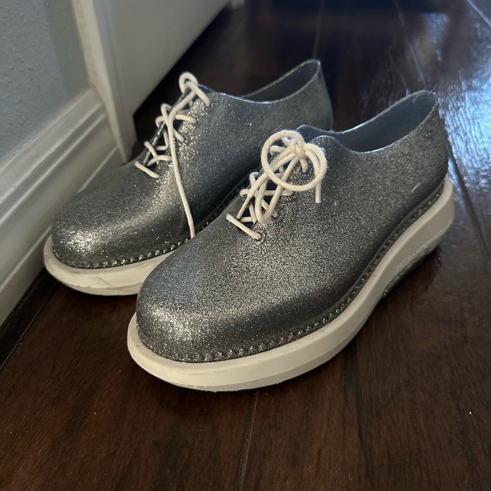 Melissa Silver Glitter Platform Shoes